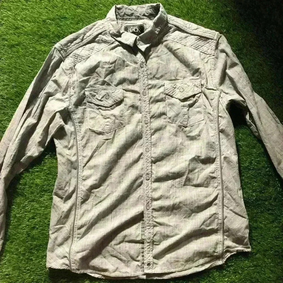 |•BUCKLE BLACK•| Blue Grey Athletic Fit Casual Button Down Shirt XXL - Picture 1 of 4